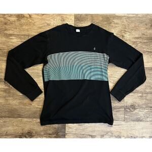 Volcom Long Sleeve Medium Black Faded Graphic T Shirt Vintage Retro Y2K Skater